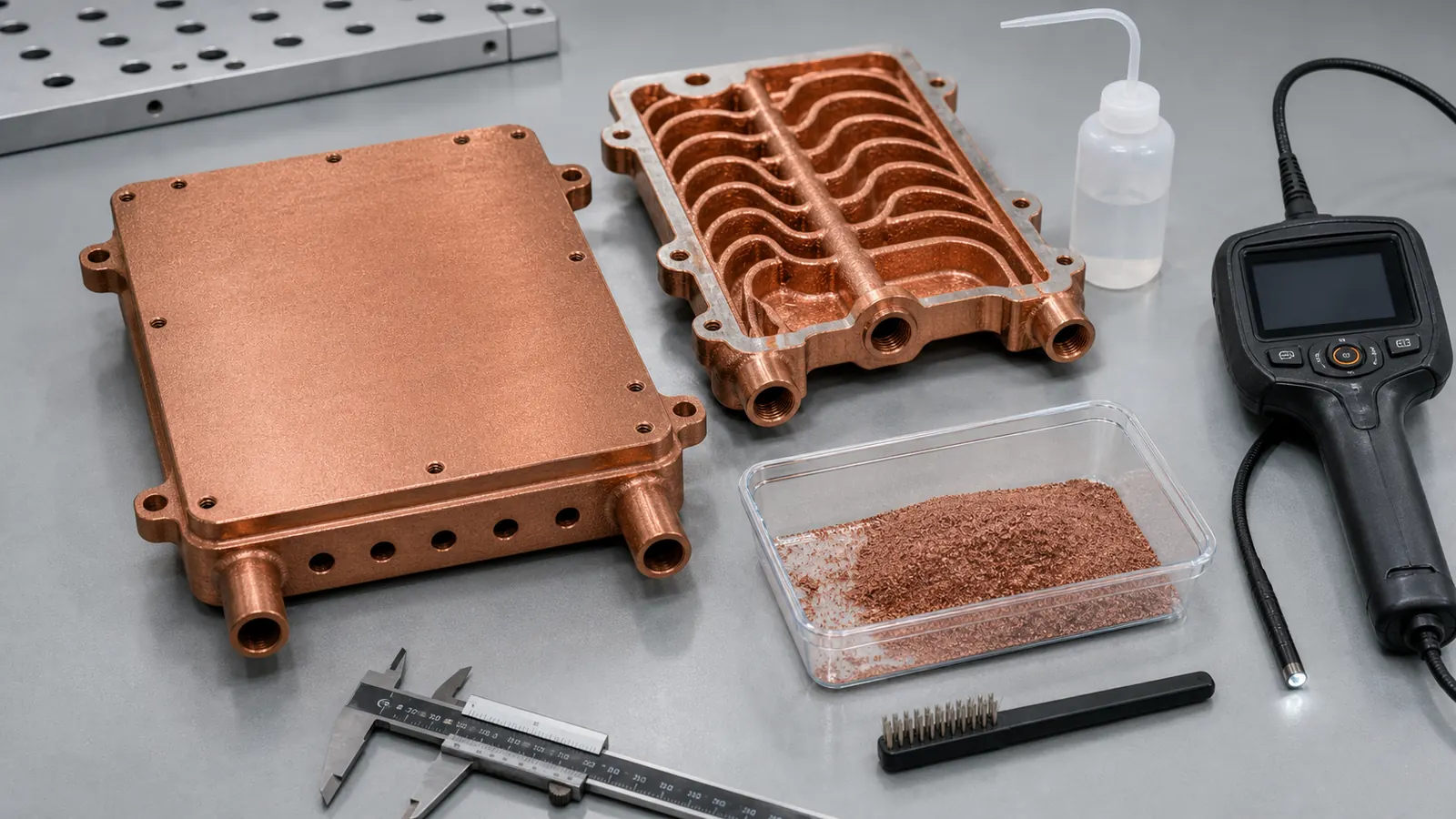Powder Removal Challenges in Copper 3D Printed Internal Channels