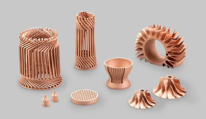 Copper additive manufacturing parts with fins, lattices, channels, and thin walls