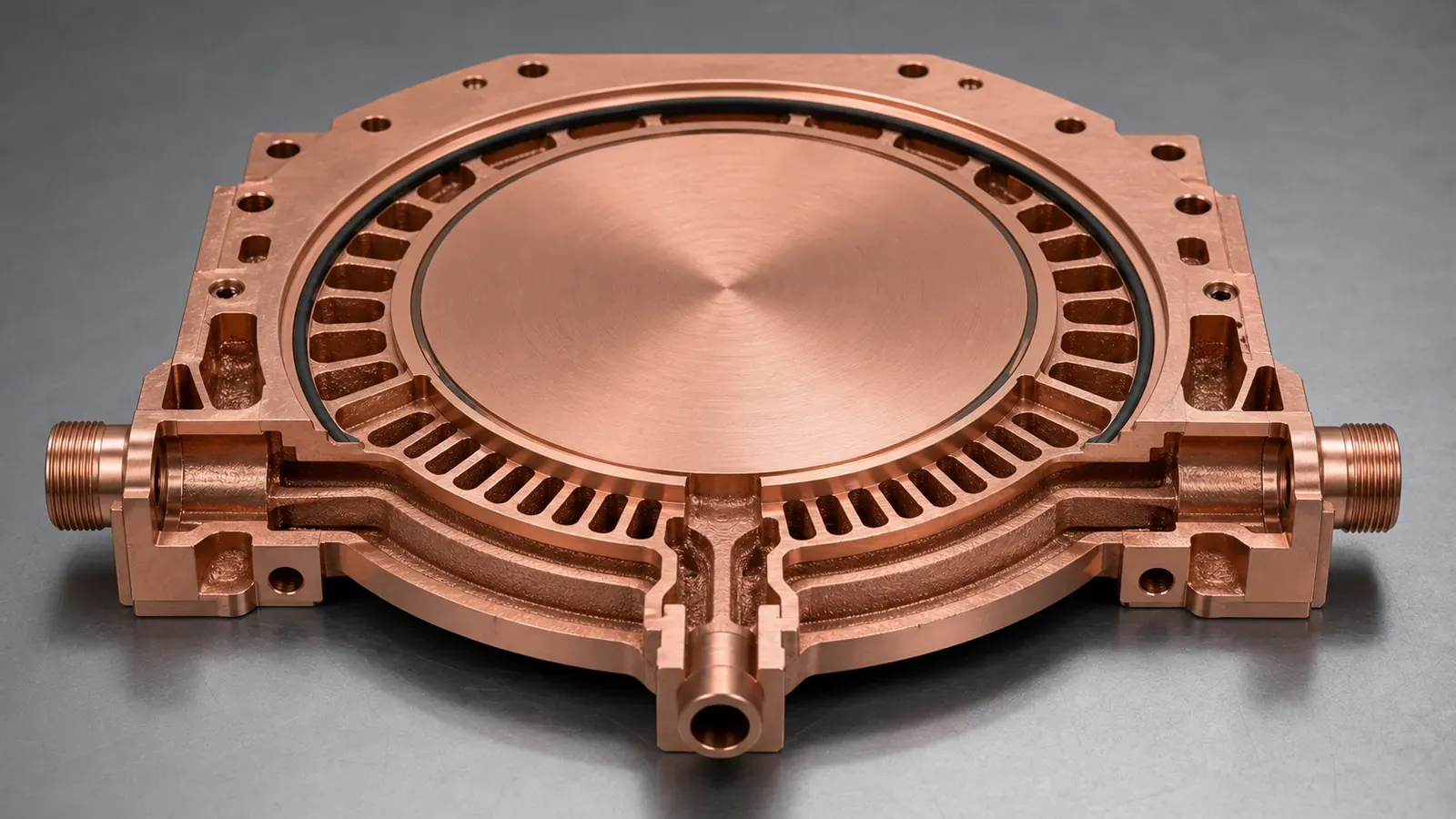 Cross-section of copper AM semiconductor cooling block internal flow path