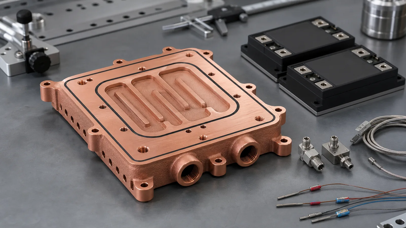 Copper Cold Plate Design Review for SiC Power Module Cooling