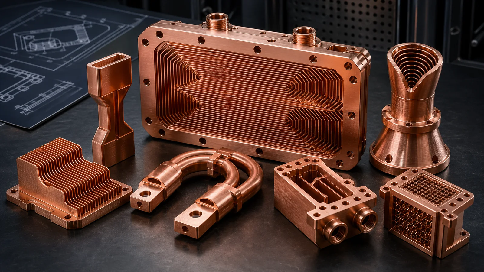 Copper additive manufacturing parts for production review