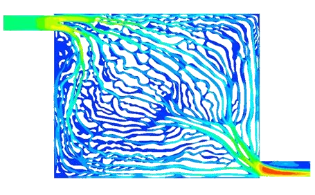 Thermal-fluid simulation used to screen flow coverage and local flow behavior